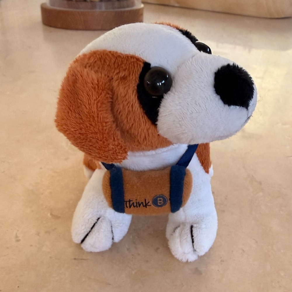 Think B Plush Toy Saint Bernard Dog With Keg Barrel 6”
